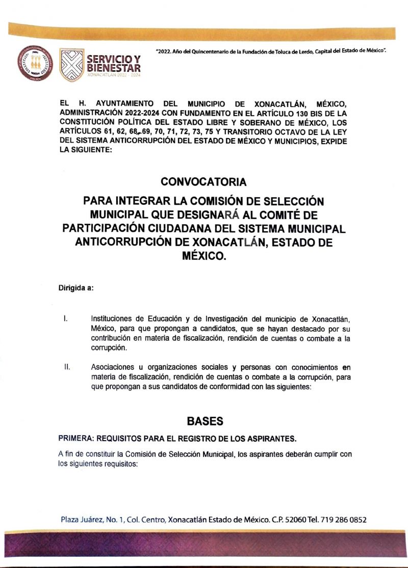 COMITÉ DE PARTICIPACIÓN CIUDADANA DEL SISTEMA MUNICIPAL ANTICORRUPCIÓN DE XONACATLÁN